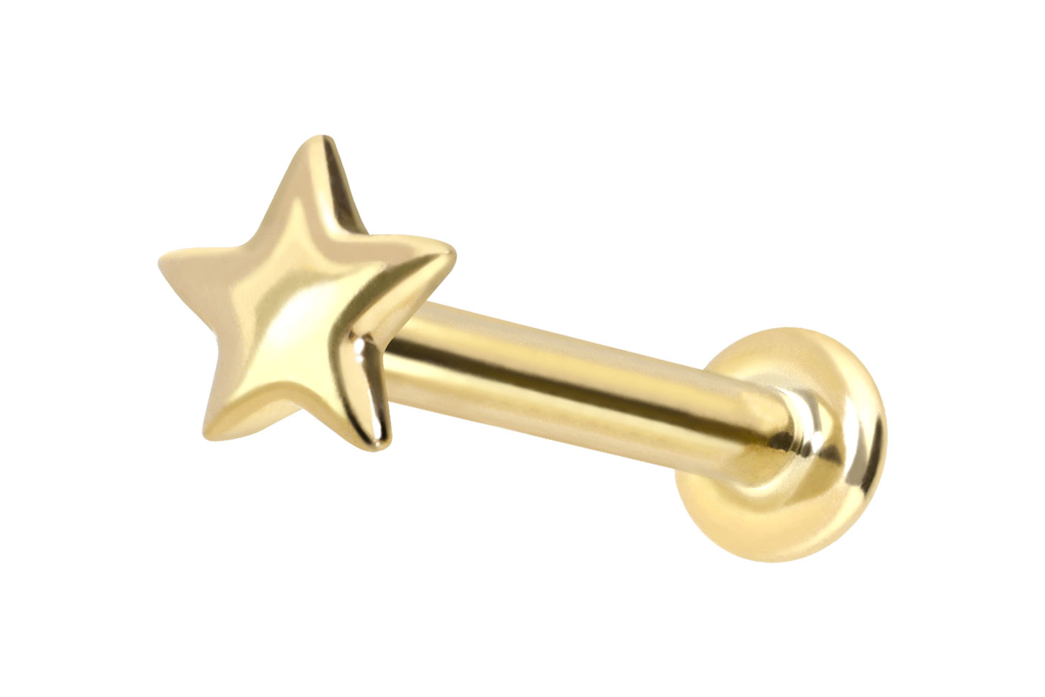 14 Karat Gold Labret Piercing mit Innengewinde STERN